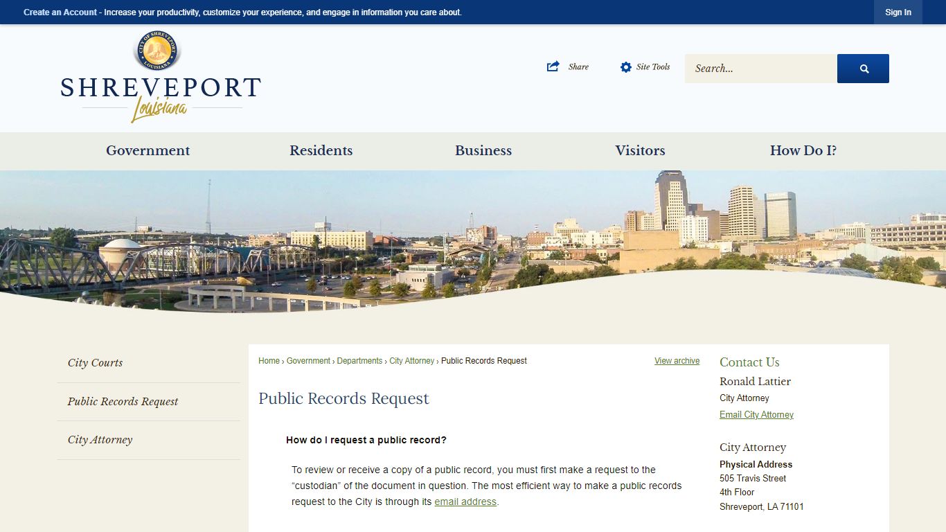 Public Records Request | Shreveport, LA - Official Website