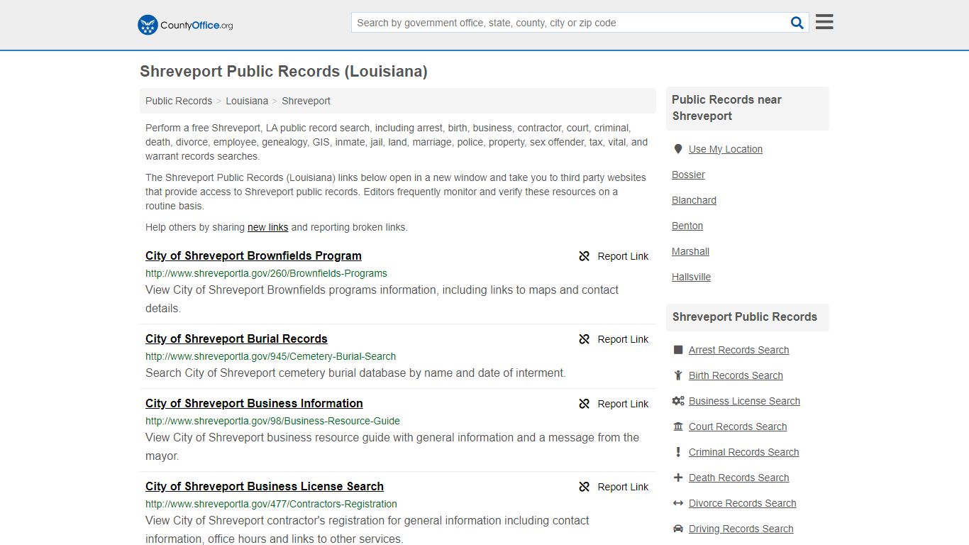 Public Records - Shreveport, LA (Business, Criminal, GIS, Property ...